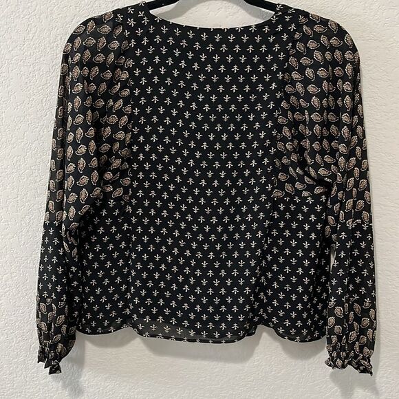 MADEWELL Sheer-Sleeve Top in Brushstroke Paisley Mix, Size XXS - Picture 6 of 6